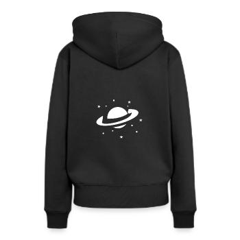 Saturne - Sweat à capuche Premium bio Femme - noir - Dos - Julia (174cm)