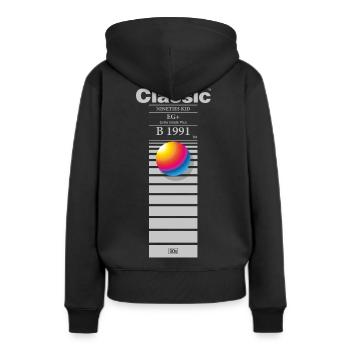 Klassisches 90er-Jahre-Shirt Geboren 1991 - Frauen Premium Bio Hoodie - Schwarz - Hinten - Julia (174cm)