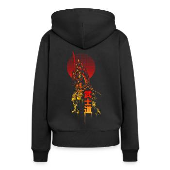 samouraï - Sweat à capuche Premium bio Femme - noir - Dos - Julia (174cm)