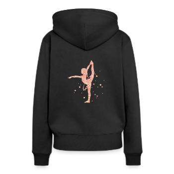 Turnerin - Frauen Premium Bio Hoodie - Schwarz - Hinten - Julia (174cm)