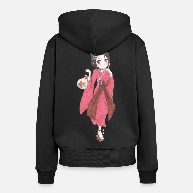 Manga - Felpa con cappuccio ecologica premium da donna - nero