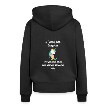 Je ne peux pas imaginer une journée t shirt - Sweat à capuche Premium bio Femme - noir - Dos - Julia (174cm)
