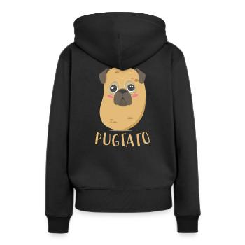 Funny Cute Dog Pug Potato T-Shirt - Frauen Premium Bio Hoodie - Schwarz - Hinten - Julia (174cm)