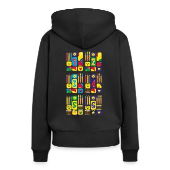 Lustige Zahlen zur Grundschulzeit. - Frauen Premium Bio Hoodie - Schwarz - Hinten - Julia (174cm)