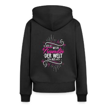 So sieht die beste Freundin der Welt aus - JGA Gir - Frauen Premium Bio Hoodie - Schwarz - Hinten - Julia (174cm)