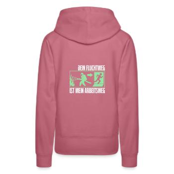 Feuerwehr Brandbekämpfung Geschenk · Arbeitsweg - Frauen Premium Bio Hoodie - Malve - Hinten - Isabella (175cm)