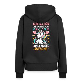 Tante, Tante, Licorne - Sweat à capuche Premium bio Femme - noir - Dos - Julia (174cm)