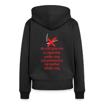 Rauchfrei Exraucher Geschenk Nichtraucher - Frauen Premium Bio Hoodie - Schwarz - Hinten - Julia (174cm)