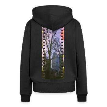 Frankfurt Skyline Panorama - Frauen Premium Bio Hoodie - Schwarz - Hinten - Julia (174cm)