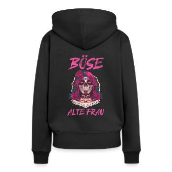 Böse Alte Frau - Frauen Premium Bio Hoodie - Schwarz - Hinten - Julia (174cm)