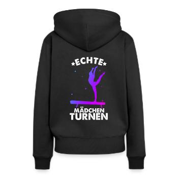 Turnen Gymnsatik Turntrainer Sportverein Geschenk - Frauen Premium Bio Hoodie - Schwarz - Hinten - Julia (174cm)