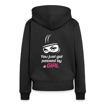 Tu viens de passer par une fille - Sweat à capuche Premium bio Femme - noir - Dos - Julia (174cm)