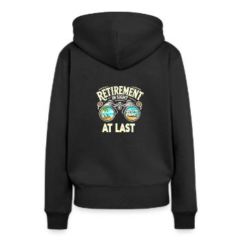 Der Ruhestand ist endlich in Sicht - Frauen Premium Bio Hoodie - Schwarz - Hinten - Julia (174cm)