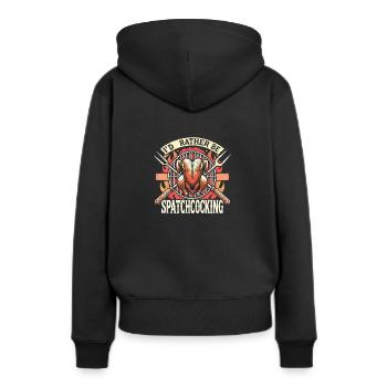 Ich würde lieber Spatchcocking machen - Frauen Premium Bio Hoodie - Schwarz - Hinten - Julia (174cm)