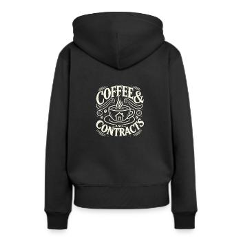 Kaffee und Verträge - Frauen Premium Bio Hoodie - Schwarz - Hinten - Julia (174cm)