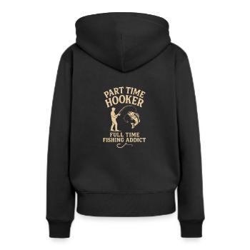 Teilzeit-Nutte - Frauen Premium Bio Hoodie - Schwarz - Hinten - Julia (174cm)