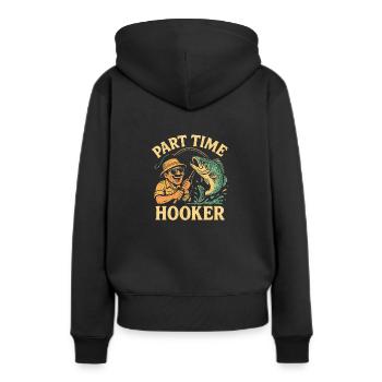Teilzeit-Nutte - Frauen Premium Bio Hoodie - Schwarz - Hinten - Julia (174cm)