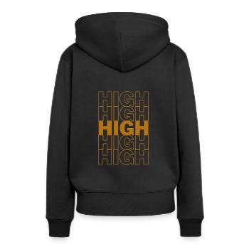 High Desing Orange - Frauen Premium Bio Hoodie - Schwarz - Hinten - Julia (174cm)