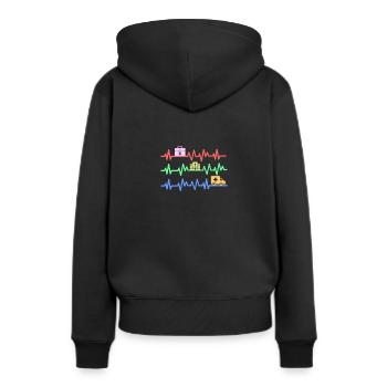 Service d'urgence des secours d'urgence Sani Gift · Heartbeat - Sweat à capuche Premium bio Femme - noir - Dos - Julia (174cm)