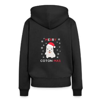 Joyeux Coton Mas - Joyeux Noël Coton de Tulear - Sweat à capuche Premium bio Femme - noir - Dos - Julia (174cm)