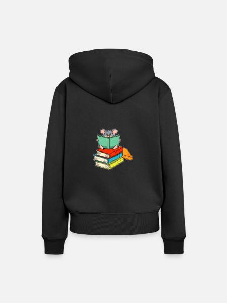 Lecture Fox Bookworm Idée cadeau de Noël - Dame Premium hoodie, økologisk bomuld - sort