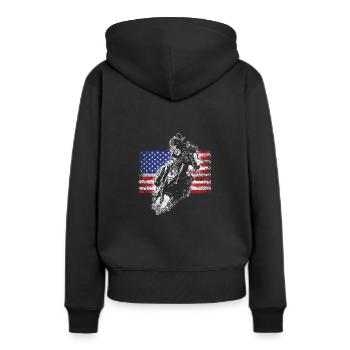 Drapeau Cowboy - Sweat à capuche Premium bio Femme - noir - Dos - Julia (174cm)