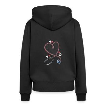 Stethoskop Herz - Frauen Premium Bio Hoodie - Schwarz - Hinten - Julia (174cm)