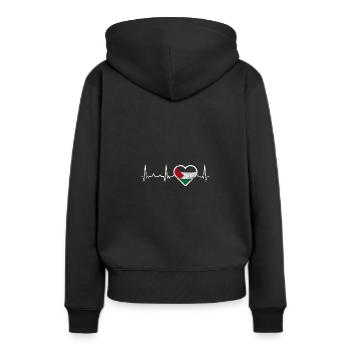 Palästina Herzschlag - Frauen Premium Bio Hoodie - Schwarz - Hinten - Julia (174cm)