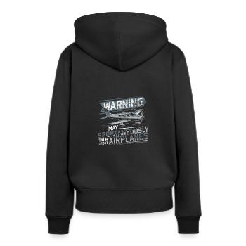FLugzeug Luftfahrt - Frauen Premium Bio Hoodie - Schwarz - Hinten - Julia (174cm)