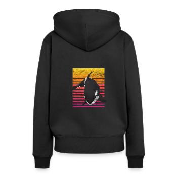 Orca Wal - Frauen Premium Bio Hoodie - Schwarz - Hinten - Julia (174cm)
