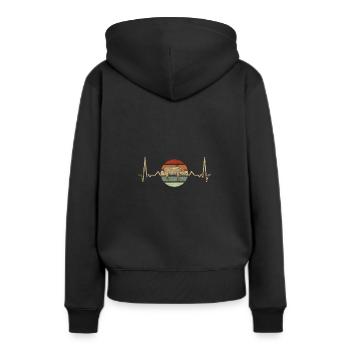 Retro Schwein Herz - Frauen Premium Bio Hoodie - Schwarz - Hinten - Julia (174cm)