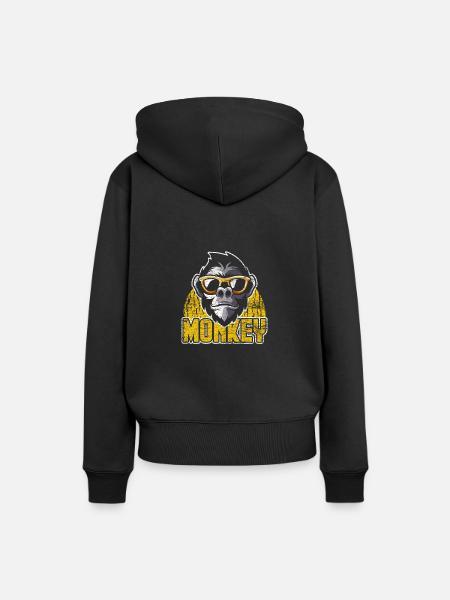 Affe Evolution Tiere - Frauen Premium Bio Hoodie - Schwarz