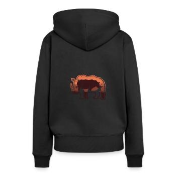Nashorn Rhino - Frauen Premium Bio Hoodie - Schwarz - Hinten - Julia (174cm)