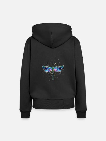 Libelle - Frauen Premium Bio Hoodie - Schwarz