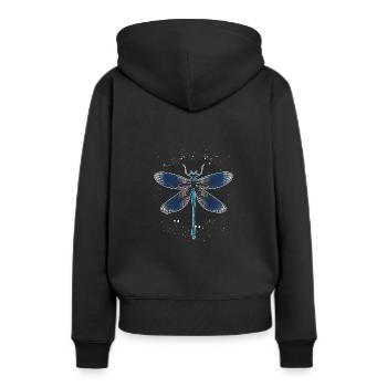 Libelle Tierliebhaber - Frauen Premium Bio Hoodie - Schwarz - Hinten - Julia (174cm)