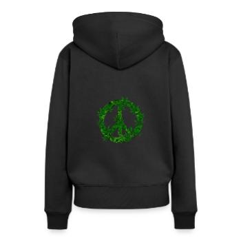 Peacezeichen - Frauen Premium Bio Hoodie - Schwarz - Hinten - Julia (174cm)