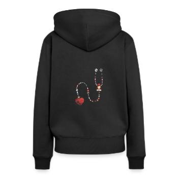 Stéthoscope infirmière - Sweat à capuche Premium bio Femme - noir - Dos - Julia (174cm)