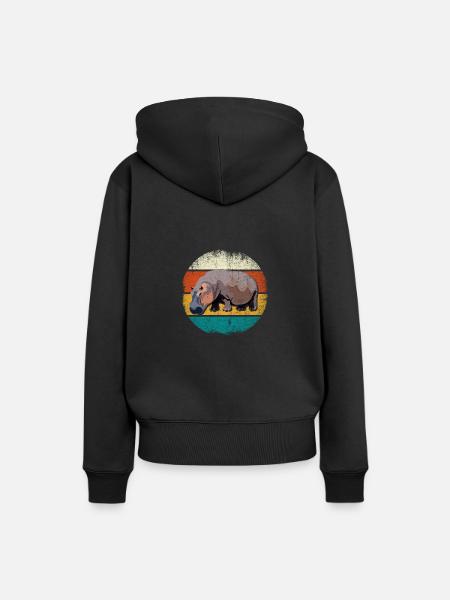 Nilpferd - Frauen Premium Bio Hoodie - Schwarz