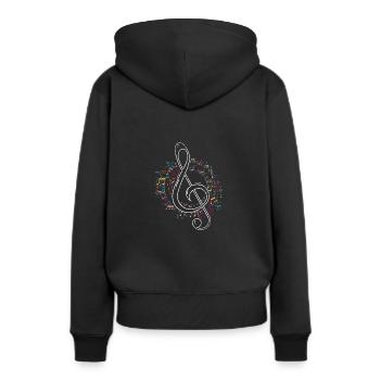 Morceau de musique Clef - Sweat à capuche Premium bio Femme - noir - Dos - Julia (174cm)