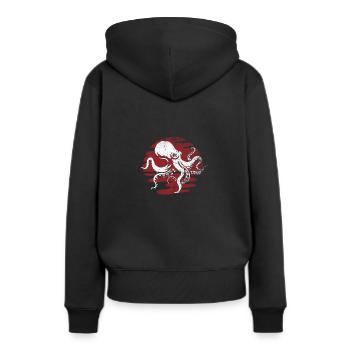 Oktopus Monster Seefahrer - Frauen Premium Bio Hoodie - Schwarz - Hinten - Julia (174cm)