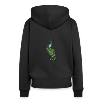 Pfau Tierliebhaber - Frauen Premium Bio Hoodie - Schwarz - Hinten - Julia (174cm)