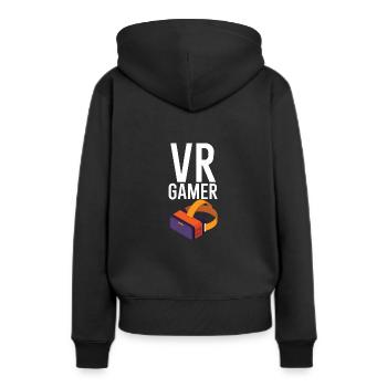 VR Gamer - Frauen Premium Bio Hoodie - Schwarz - Hinten - Julia (174cm)
