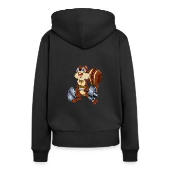 Deadlift écureuil - Sweat à capuche Premium bio Femme - noir - Dos - Julia (174cm)