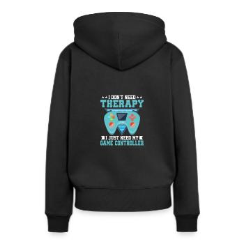 Ich brauche keine Therapie Ich brauche nur meinen Gamecontroller - Frauen Premium Bio Hoodie - Schwarz - Hinten - Julia (174cm)