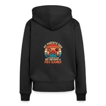 Könnte alles sein, also werde ich ein Pro-Gamer - Frauen Premium Bio Hoodie - Schwarz - Hinten - Julia (174cm)