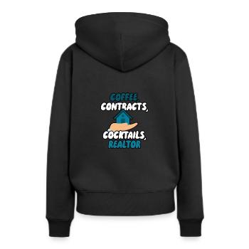 Kaffee Verträge Cocktails Immobilienmakler - Frauen Premium Bio Hoodie - Schwarz - Hinten - Julia (174cm)