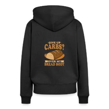 Verzicht auf Kohlenhydrate - Frauen Premium Bio Hoodie - Schwarz - Hinten - Julia (174cm)