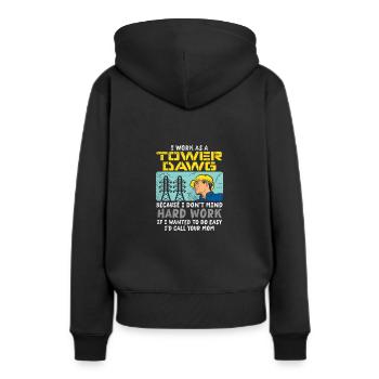 Ich arbeite als Tower Dawg - Frauen Premium Bio Hoodie - Schwarz - Hinten - Julia (174cm)