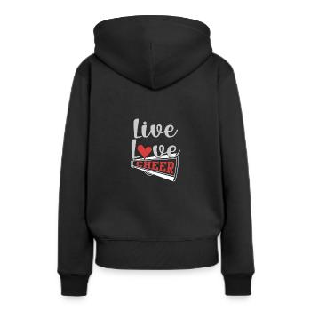 Leben Liebe Jubel - Frauen Premium Bio Hoodie - Schwarz - Hinten - Julia (174cm)
