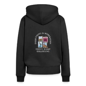 Alles in Maßen - Frauen Premium Bio Hoodie - Schwarz - Hinten - Julia (174cm)